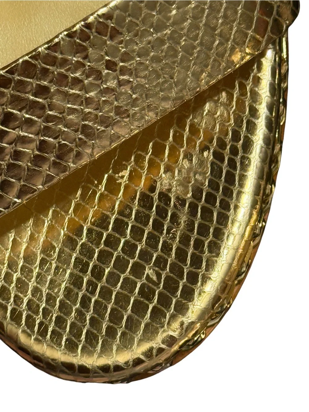 MICHAEL KORS Jordyn Metallic Gold Snake Embossed Leather Platform Sandals Sz 7